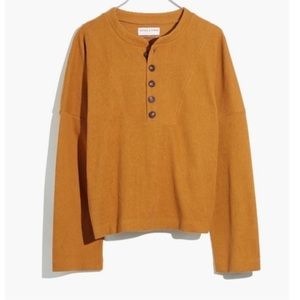Madewell NWT Texture & Thread Seamed Henley Top in Egyptian Gold sz XXS